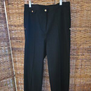 VTG Lauren Ralph Lauren Black Wide Leg Dress Pants Sz 12 Zippered Pockets Adjust
